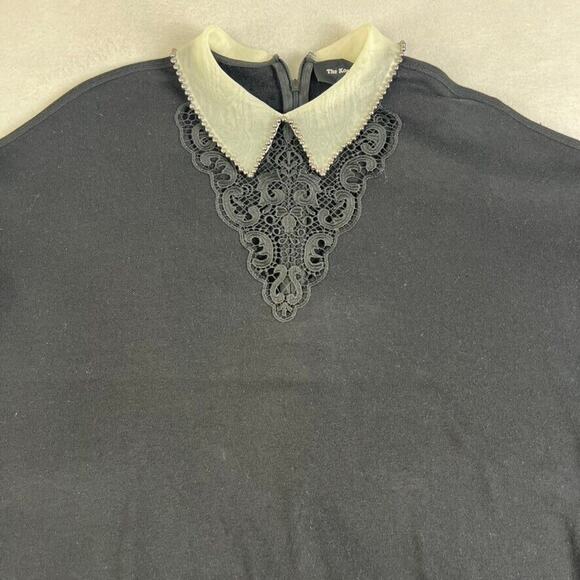 The Kooples Sweater Womens 2 Black Cream Beaded Collar Lace Detail - Picture 7 of 9